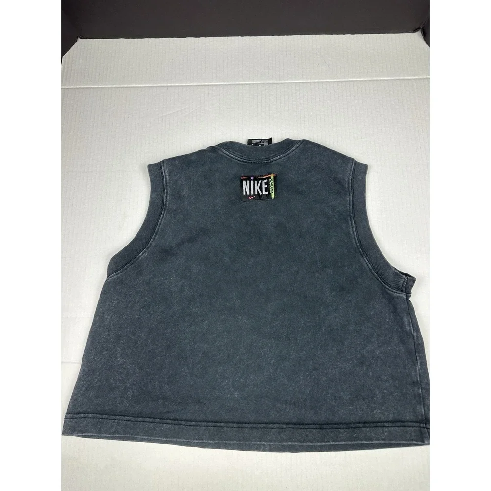 NIKE Retro Sportswear Black Acid Washed Crop Tank Top Sz Medium Athletic